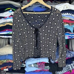 Vintage Morgan Stewart Sport Front-Tie See Through Blouse size Large Women